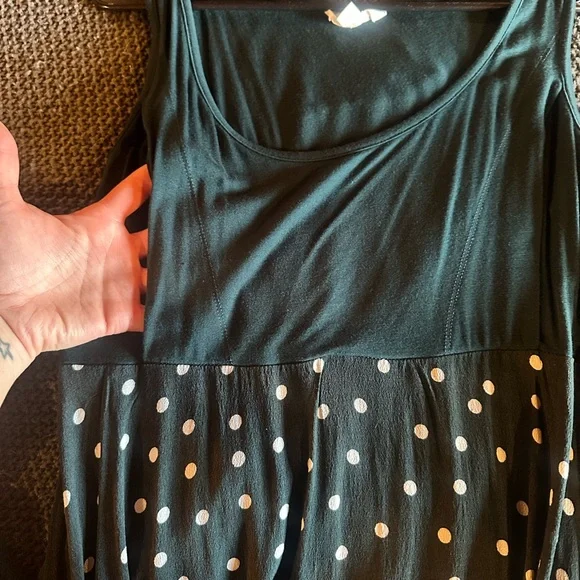 Seraphine Maternity Dark Green Polka Dot Skirt with Sweater set - Picture 3 of 4